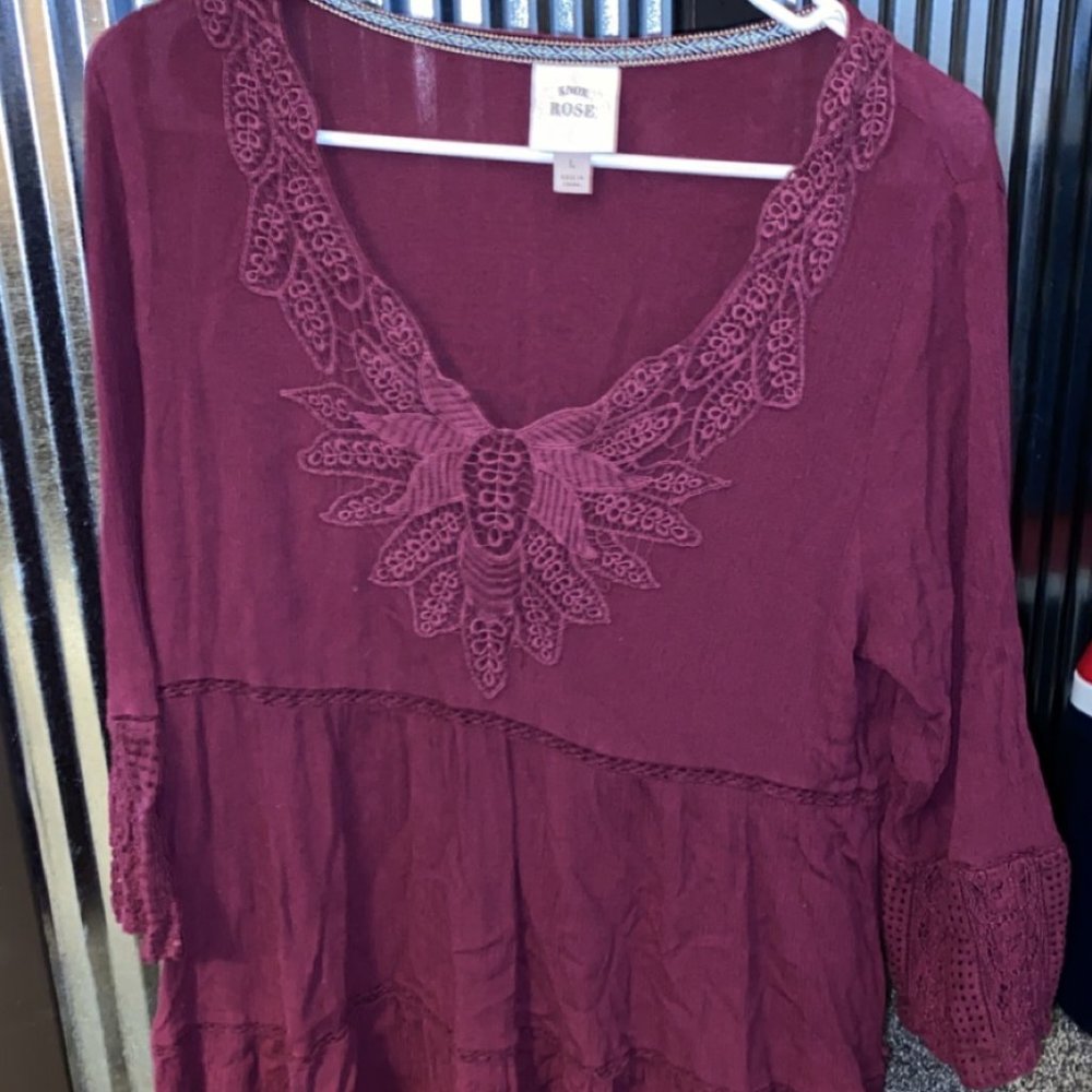 Maroon V-neck blouse